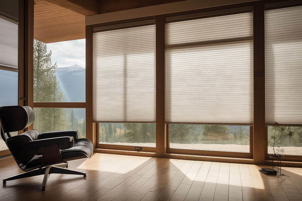 Motorized Roller Shades in a nice house keeping the bright sunlight out